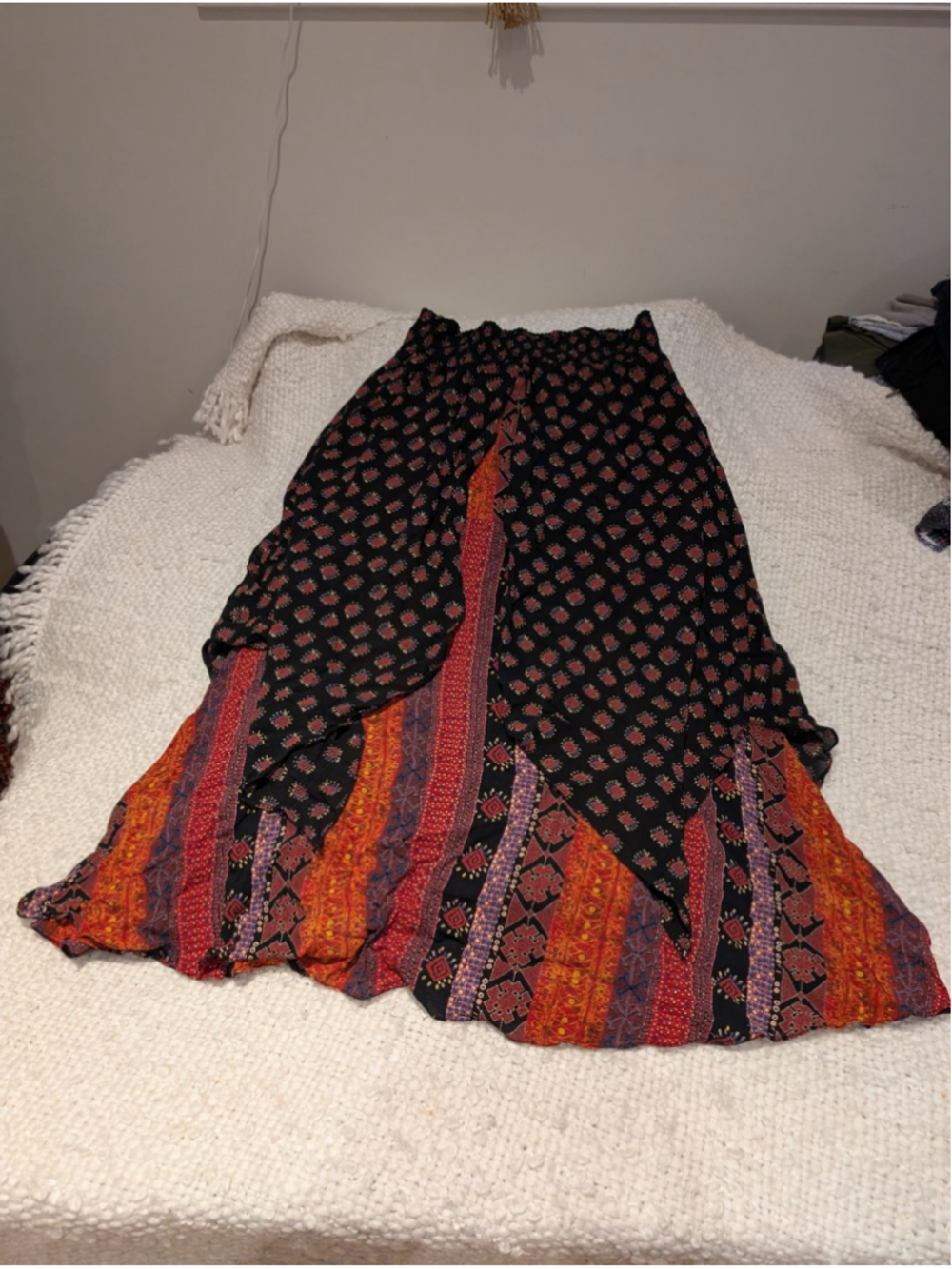 Women's Carole Little Maxi Skirt Size L Black Red Patterned